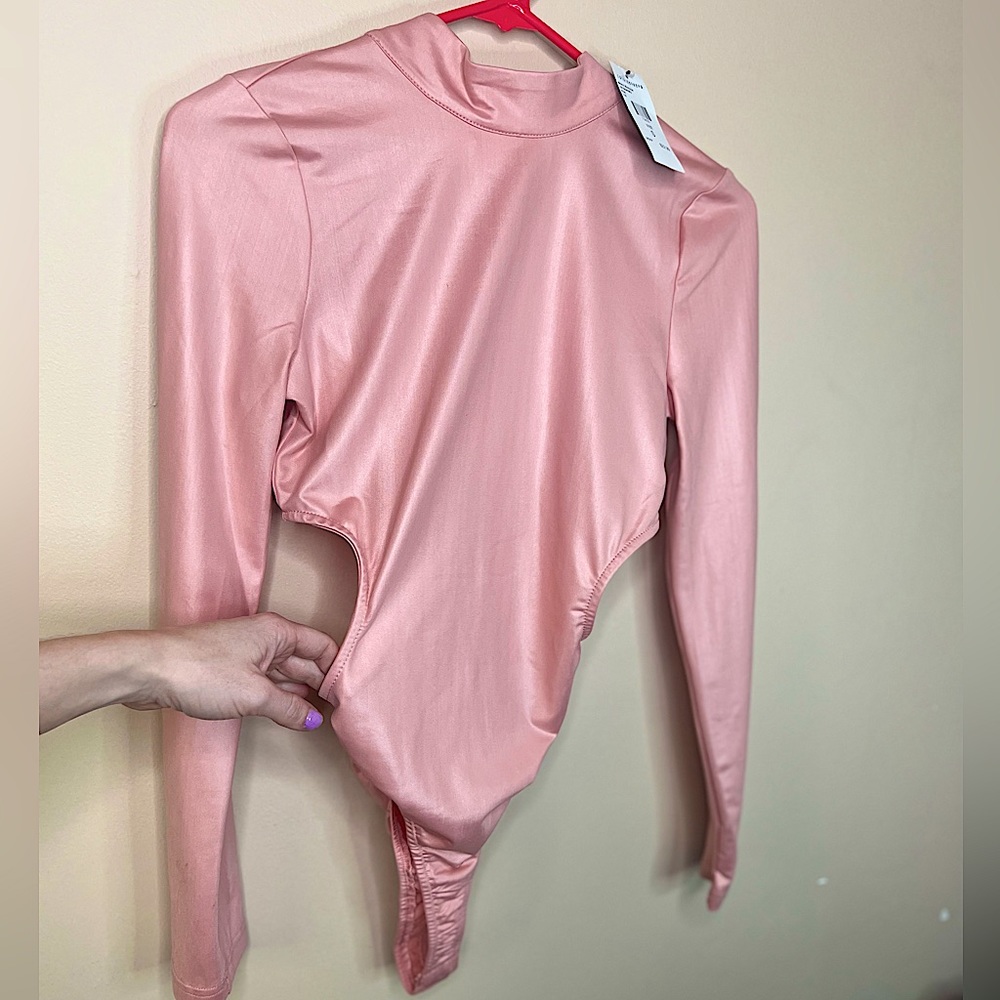 Pink Fashion Nova side cut out Sexy Bodysuit NWT